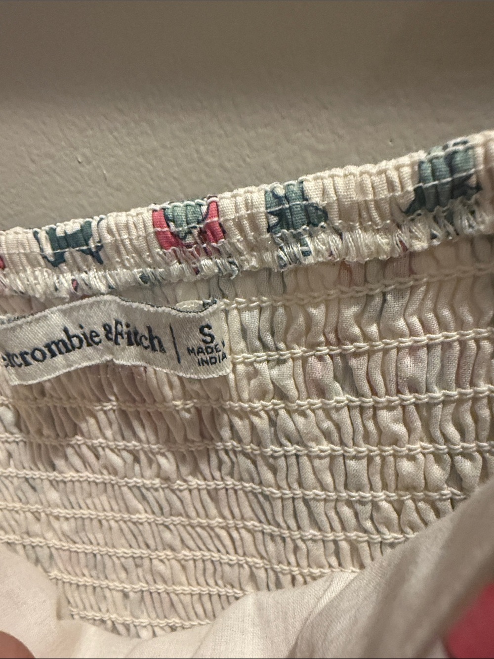 Abercrombie & Fitch White Midi Dress with Pink & Green Floral Print - Picture 5 of 6